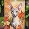 Edge Collections - 11 1/4" X 15 1/2" - Multicolor - Garden Cornish Rex Cat In Fall Leaves Decorative Garden Flag - 1 Piece